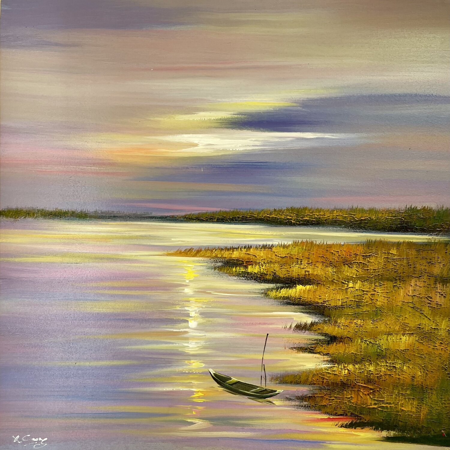Lavender Sunset Anu Bhat Origineel schilderij te koop