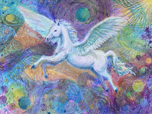 Galactic White Horse von Heni Sandoval, Malerei kaufen auf Singulart