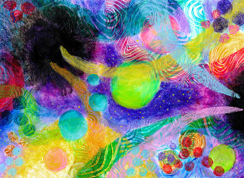 Sun with Two Black Holes von Heni Sandoval, Malerei kaufen auf Singulart