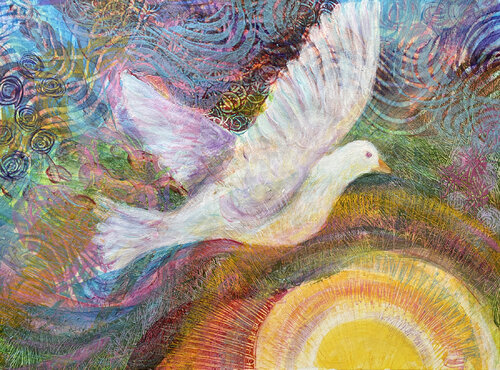 White Dove Flying von Heni Sandoval, Malerei kaufen auf Singulart