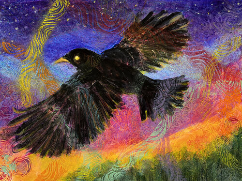 Night Crow von Heni Sandoval, Malerei kaufen auf Singulart