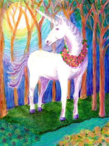 Moonlit Unicorn van Heni Sandoval, Schilderij te koop op Singulart
