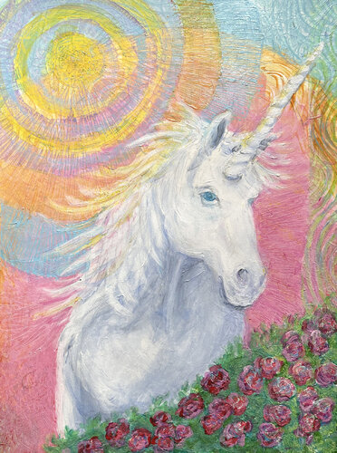 Sunlit Unicorn van Heni Sandoval, Schilderij te koop op Singulart