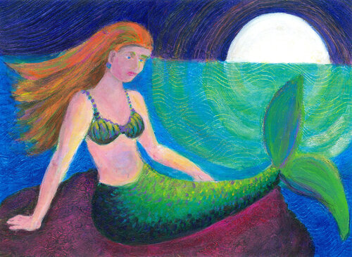 Moonlit Mermaid von Heni Sandoval, Malerei kaufen auf Singulart