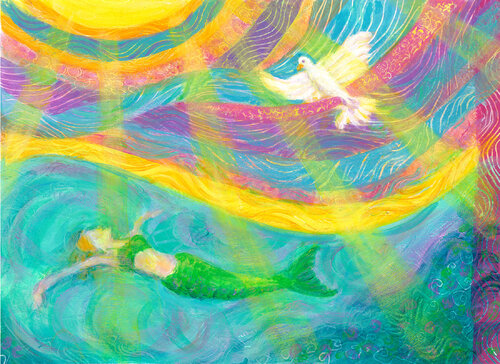 Floating Mermaid di Heni Sandoval, Pittura in vendita su Singulart