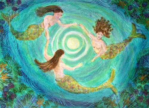A Triad of Mermaids von Heni Sandoval, Malerei kaufen auf Singulart