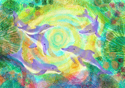Dolphin Pod di Heni Sandoval, Pittura in vendita su Singulart