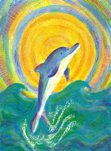 Dolphin Playiing in the Sun di Heni Sandoval, Pittura in vendita su Singulart