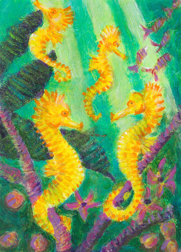 Kamryn's Seahorses von Heni Sandoval, Malerei kaufen auf Singulart