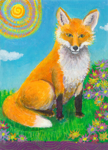 Fox on the Hillside par Heni Sandoval, Peinture en vente sur Singulart