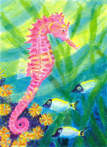 Pink Seahorse di Heni Sandoval, Pittura in vendita su Singulart