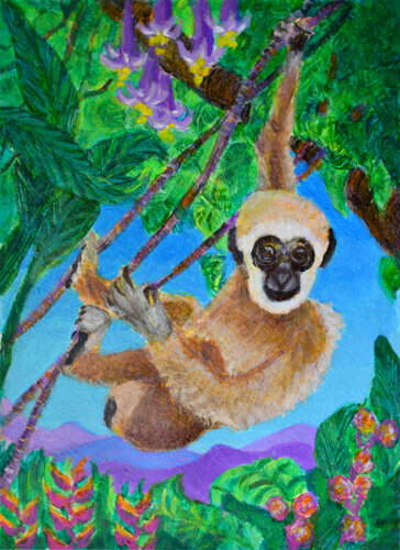 Young Gibbon von Heni Sandoval, Malerei kaufen auf Singulart
