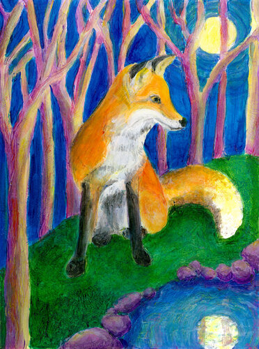 Moonlit Fox von Heni Sandoval, Malerei kaufen auf Singulart