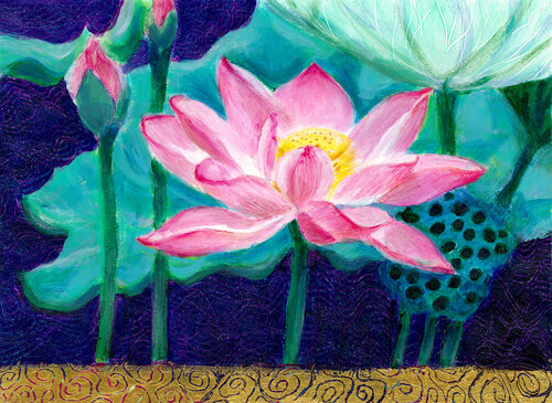 Pink Lotus Flower von Heni Sandoval, Malerei kaufen auf Singulart