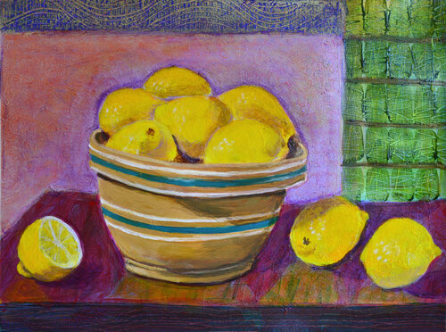 Lemon's in Mom's Stoneware Bowl von Heni Sandoval, Malerei kaufen auf Singulart
