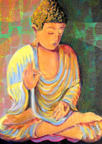 Sitting Buddha by Heni Sandoval, 회화 for Sale on Singulart