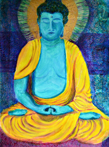 Blue Buddha par Heni Sandoval, Peinture en vente sur Singulart
