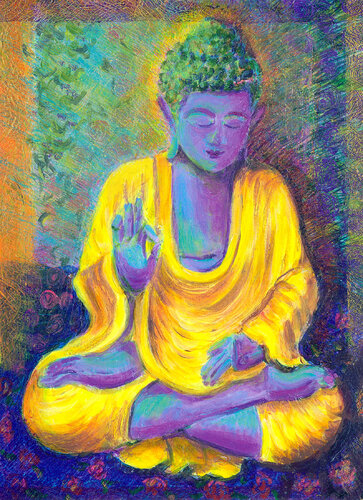 Purple Buddha by Heni Sandoval, Painting for Sale on Singulart