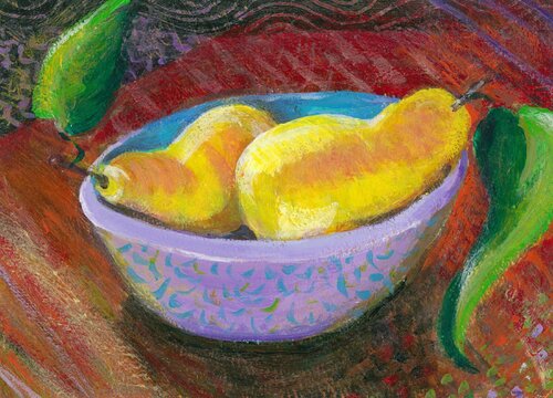 A Pair of Pears di Heni Sandoval, Pittura in vendita su Singulart