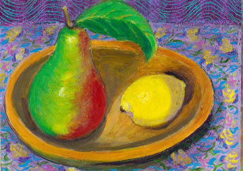 Pear and Lemon by Heni Sandoval, Painting for Sale on Singulart