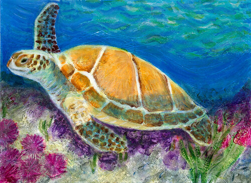 Shining Sea Turtle by Heni Sandoval, Painting for Sale on Singulart