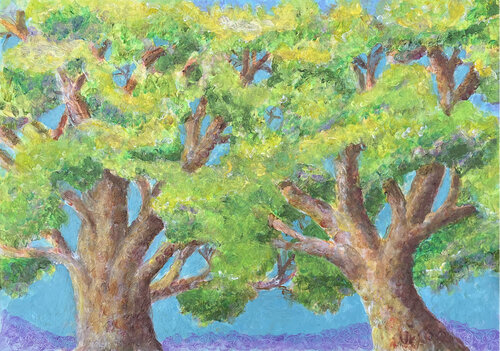 Two Sunlit Trees by Heni Sandoval, 絵画 for Sale on Singulart