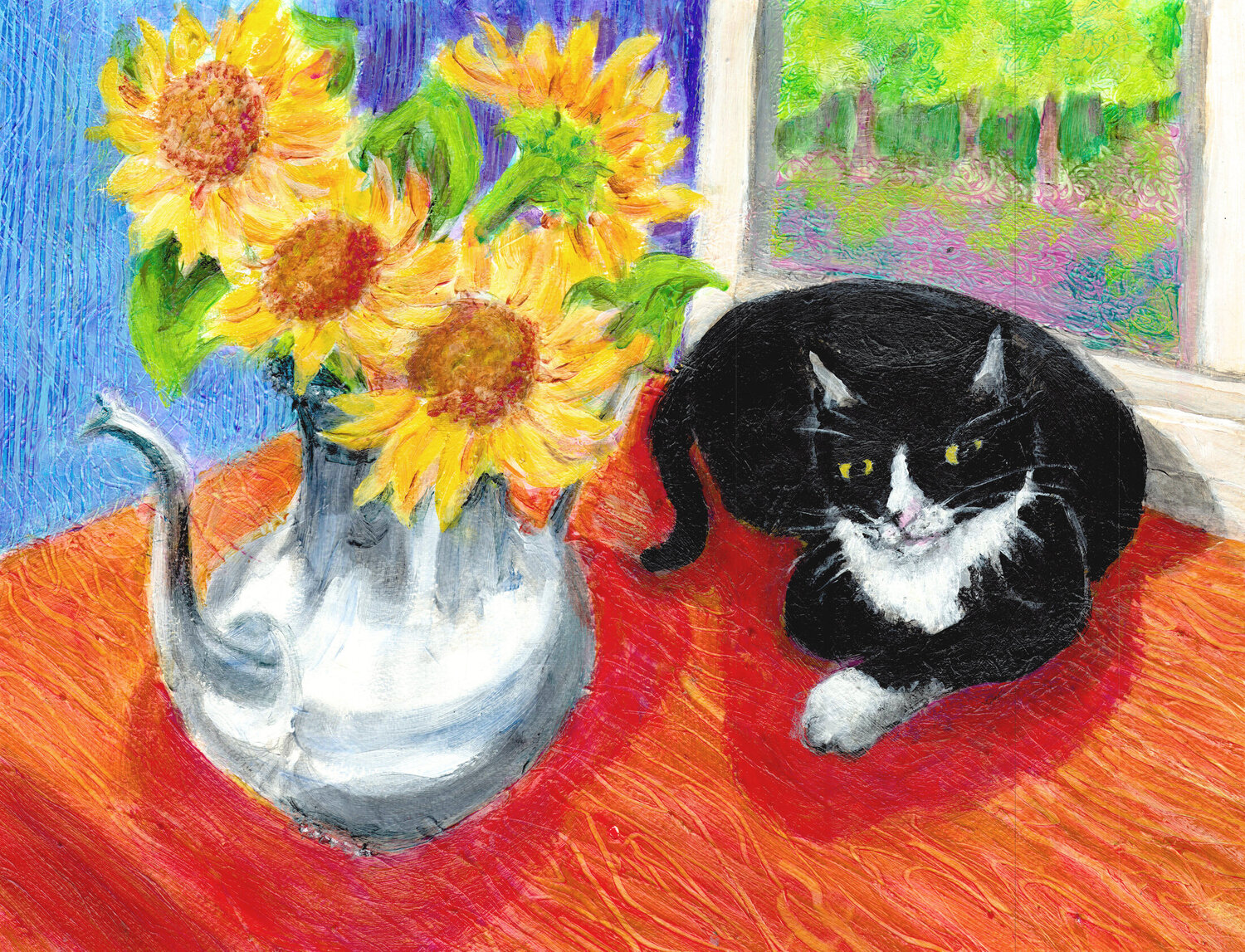 Tuxie with Sunflowers Heni Sandoval