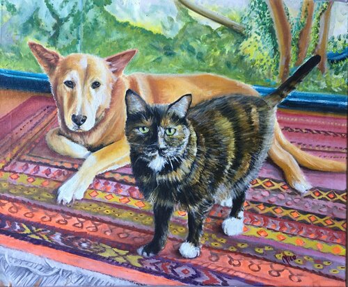 Retrato a tus mascotas con mucho cariño par Nicolás Urquiza, Peinture en vente sur Singulart