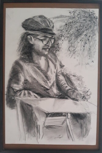 Autorretrato en carbonilla y lápiz de grafito by Nicolás Urquiza, Painting for Sale on Singulart
