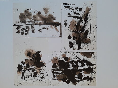 Fragmentos de Sombras del Bosque Disperso en una sola hoja A3 by Nicolás Urquiza, Painting for Sale on Singulart