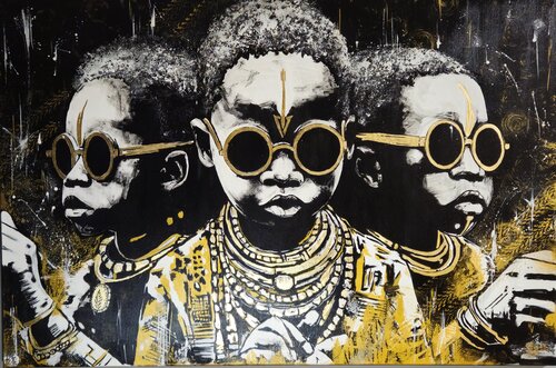 GOLDEN CHILDHOOD // It Began In Africa by DEL BIANCHI, Painting for Sale on Singulart