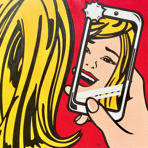 Girl With Phone par Jamie Lee, Peinture en vente sur Singulart