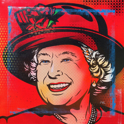 Her Majesty Queen Elizabeth II van Jamie Lee, Schilderij te koop op Singulart