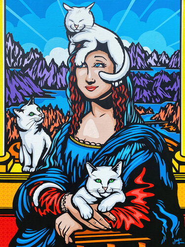 Mona Lisa and Her Cats de Jamie Lee, Pintura a la venta en Singulart