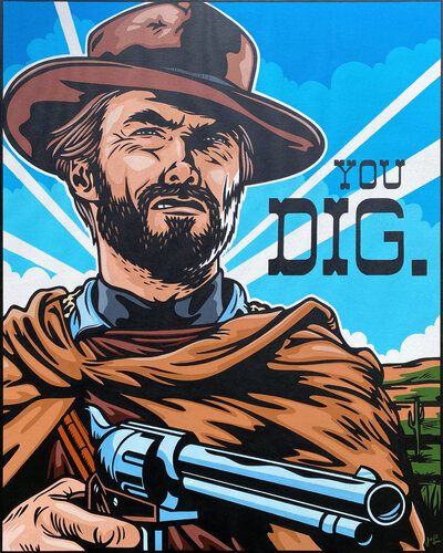 Clint Eastwood - You Dig 25 by Jamie Lee, Painting for Sale on Singulart