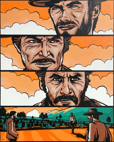 The Standoff - The Good The Bad and The Ugly by Jamie Lee, 絵画 for Sale on Singulart