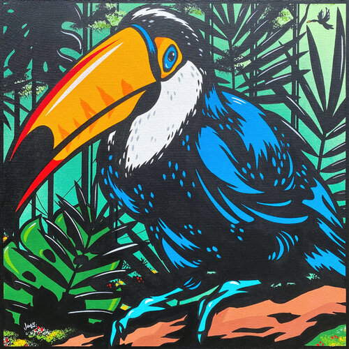 Toucan Play That Game van Jamie Lee, Schilderij te koop op Singulart