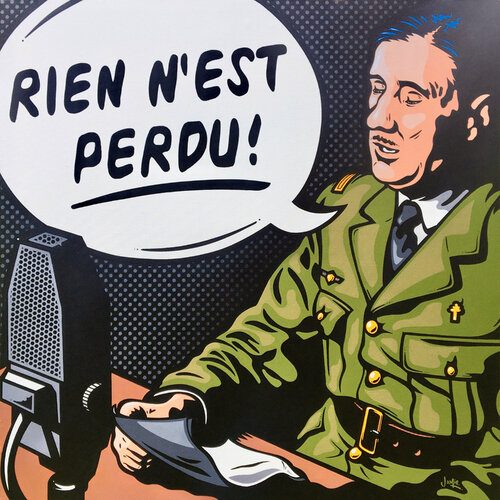 Charles De Gaulle - Rien N'est Perdu! van Jamie Lee, Schilderij te koop op Singulart