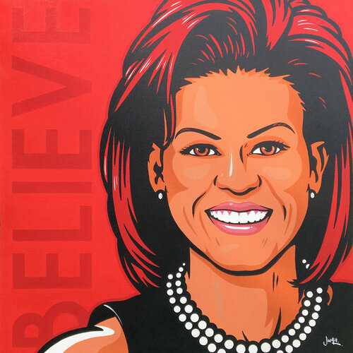 Michelle Obama - BELIEVE van Jamie Lee, Schilderij te koop op Singulart
