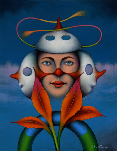 Coleccionista de mascaras de Jose Luis De la Barra Bellido, Pintura a la venta en Singulart