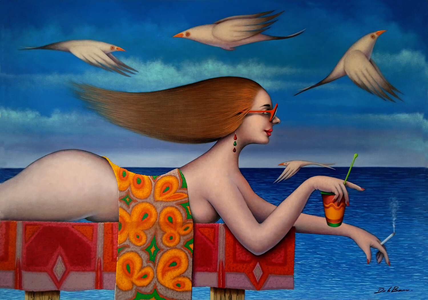Disfrutando el verano Jose Luis De la Barra Bellido Original painting for sale
