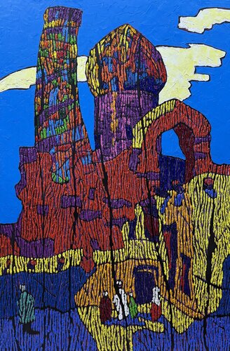 Architecture of Destiny| Monumental Expressionism and Oriental Heritage von Dilorom Mamedova, Malerei kaufen auf Singulart