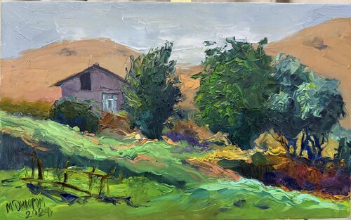 House on the Hill | Dilorom Mamedova | Landscape von Dilorom Mamedova, Malerei kaufen auf Singulart