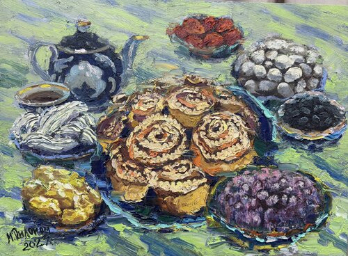 Uzbek Sweets: A Feast of Hospitality von Dilorom Mamedova, Malerei kaufen auf Singulart