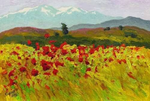 Red Poppy Field | Dilorom Mamedova by Dilorom Mamedova, Painting for Sale on Singulart