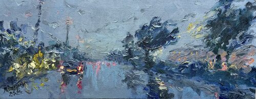 Rain in Tashkent | Original Oil by Dilorom Mamedova von Dilorom Mamedova, Malerei kaufen auf Singulart