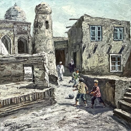 Playing Through the Ages di Dilorom Mamedova, Pittura in vendita su Singulart