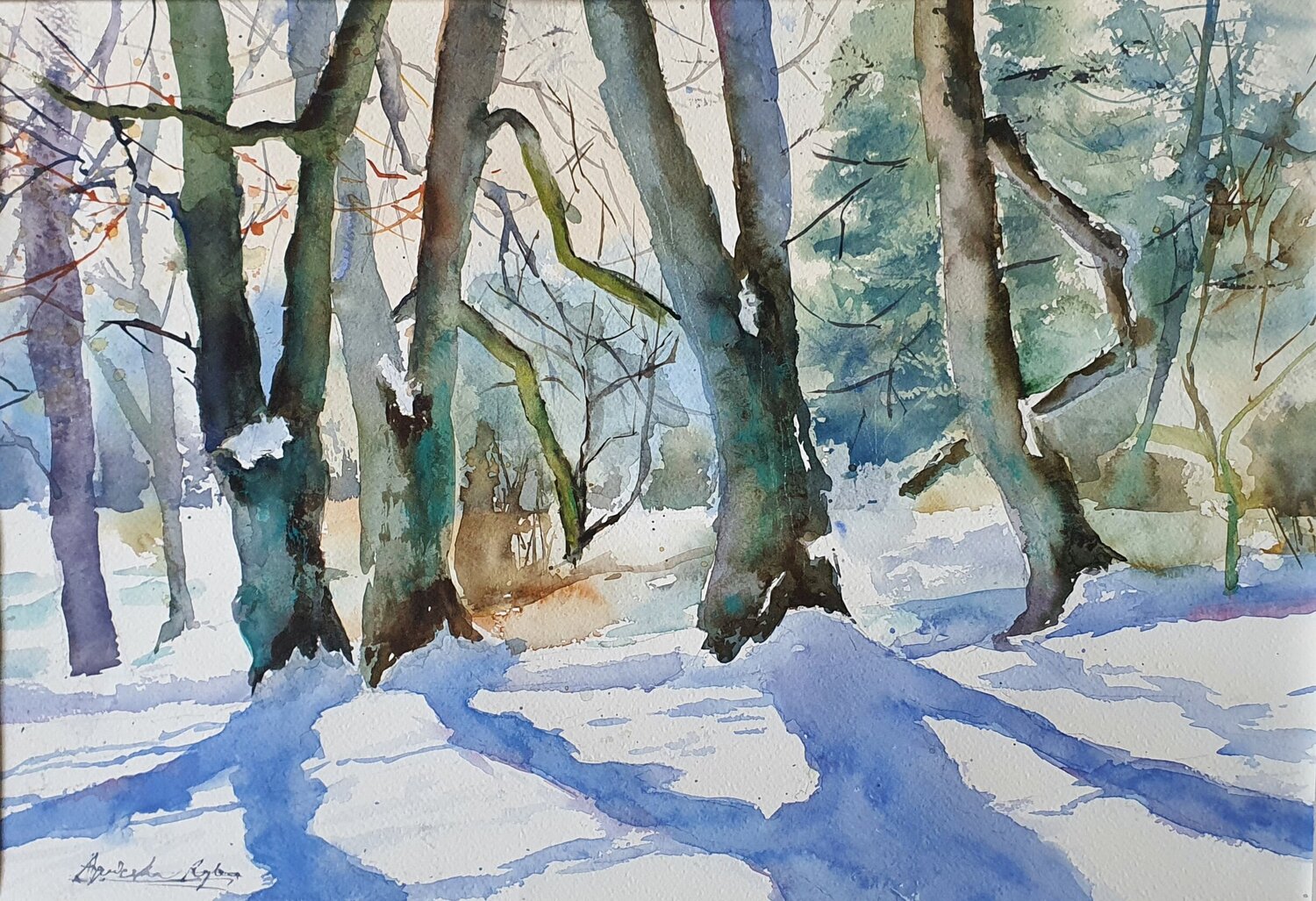 Whispers of Winter Agnieszka Ryba Originalgemälde zu verkaufen
