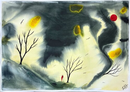Monk and the Storm Clouds von John Britton, Malerei kaufen auf Singulart