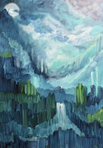 Society no.5 : On a Moonlit Night. by Anette Thorup Hansen, 회화 for Sale on Singulart